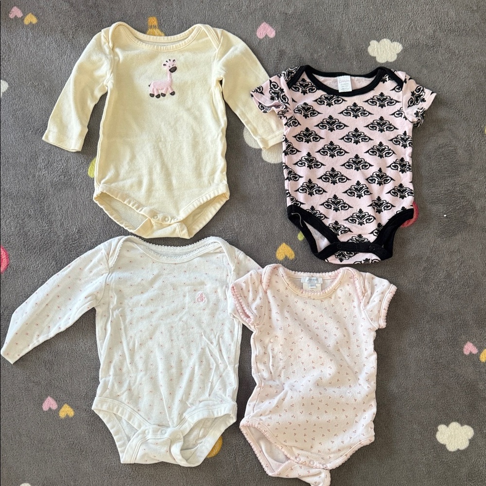 GAP Kids Bodysuit Set - Cream, Pink, Black